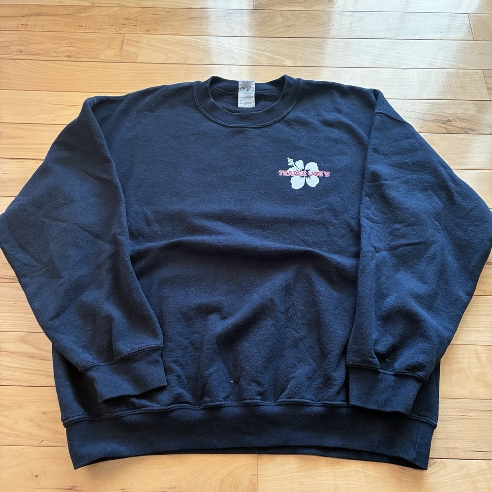 Trader Joe's XL Black Crew Neck Pullover Sweatshirt, Soft, Authentic
